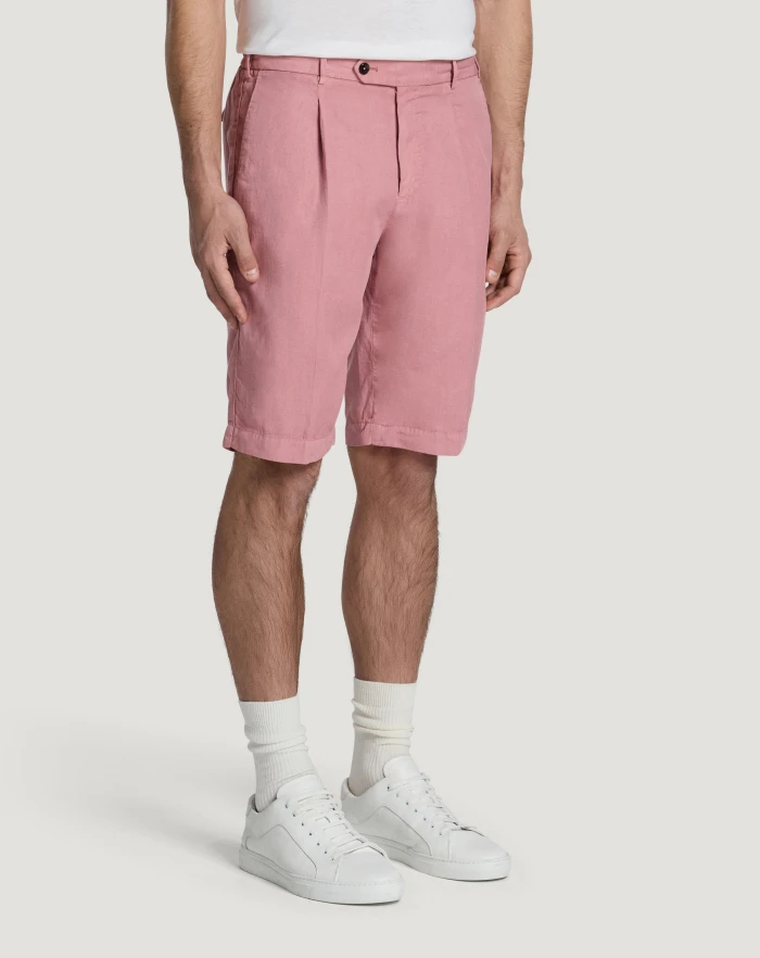 Pantaloni Torino Bermuda in cotone e lino batavia Italia