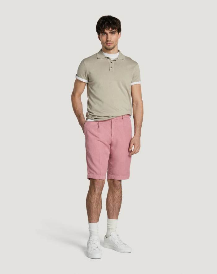 Pantaloni Torino Bermuda in cotone e lino batavia Italia