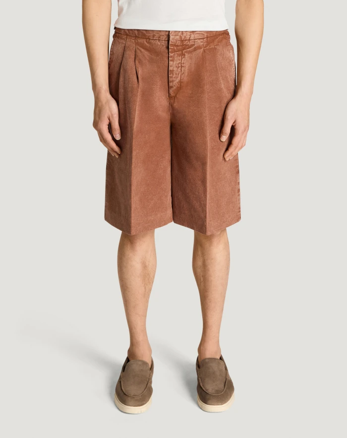 Pantaloni Torino Bermuda in twill di cotone e lino Nuovo