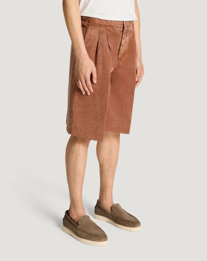 Pantaloni Torino Bermuda in twill di cotone e lino Nuovo