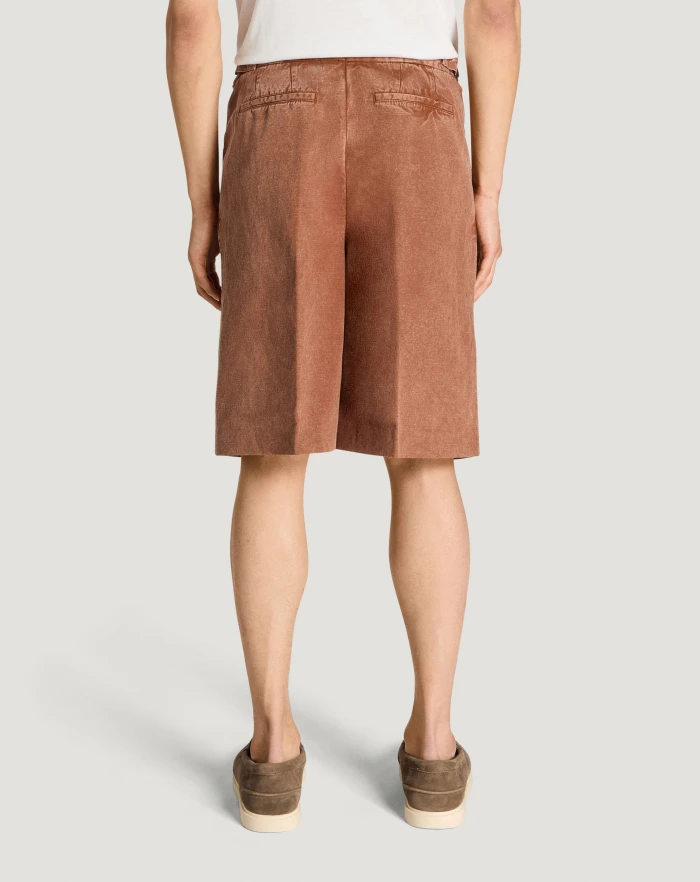 Pantaloni Torino Bermuda in twill di cotone e lino Nuovo