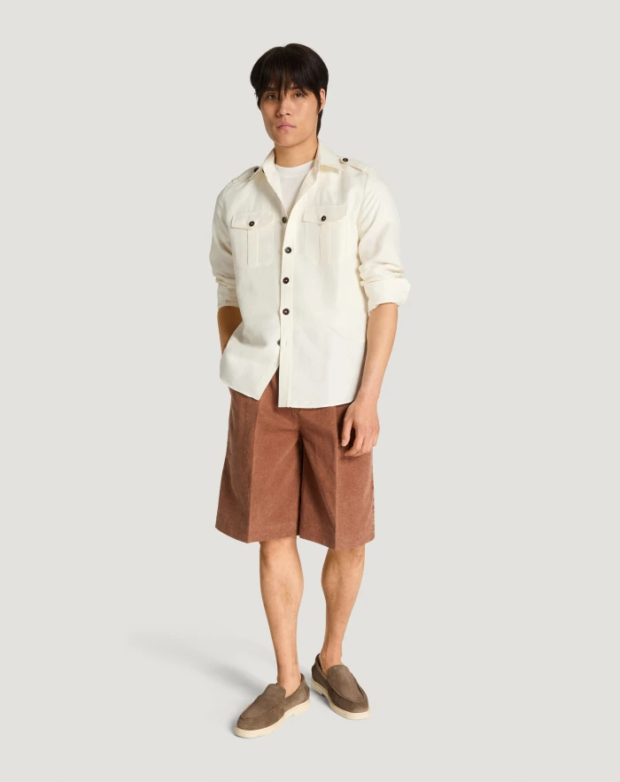 Pantaloni Torino Bermuda in twill di cotone e lino Nuovo