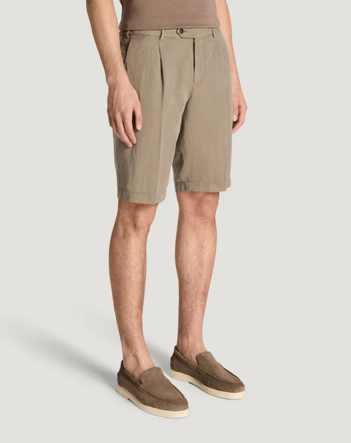Pantaloni Torino Bermuda in cotone e lino batavia Qualità