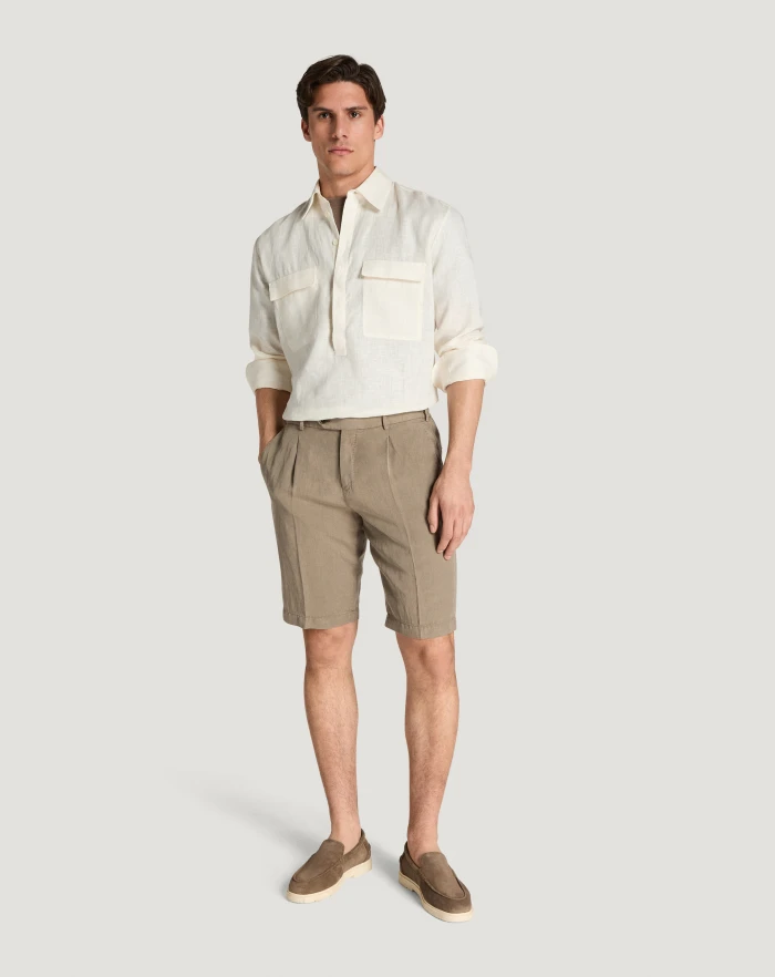 Pantaloni Torino Bermuda in cotone e lino batavia Qualità