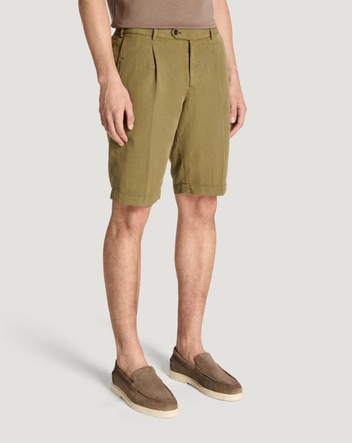 Pantaloni Torino Bermuda in cotone e lino batavia Vendita