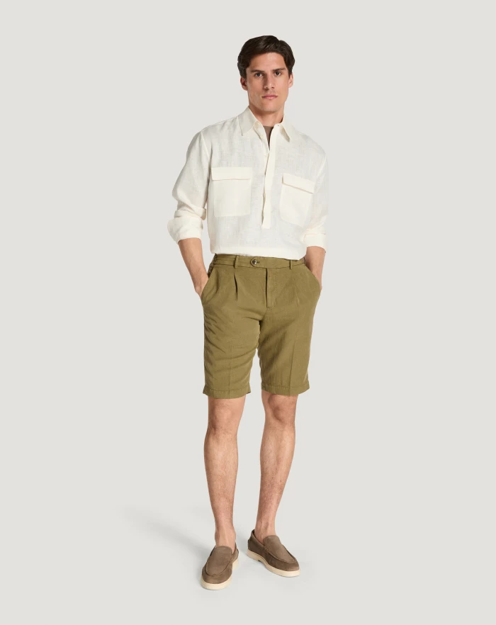 Pantaloni Torino Bermuda in cotone e lino batavia Vendita