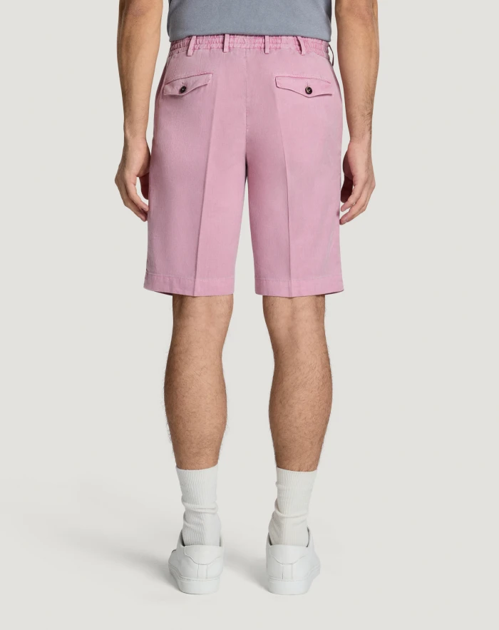 Pantaloni Torino Bermuda in lino stretch délavé Promozione