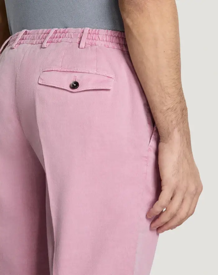 Pantaloni Torino Bermuda in lino stretch délavé Promozione
