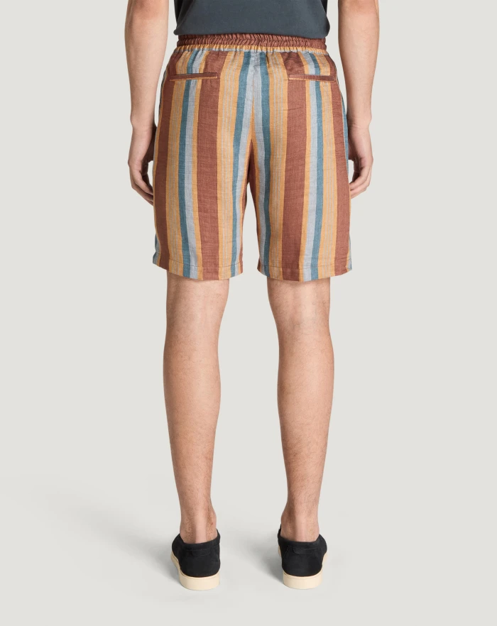 Pantaloni Torino Bermuda in lino fluido a righe Negozi Online