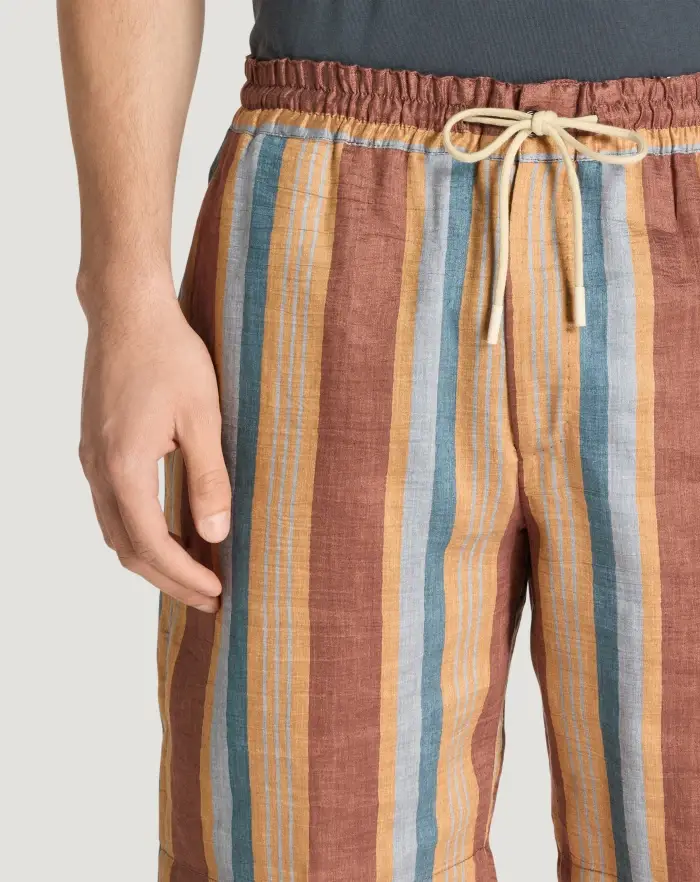 Pantaloni Torino Bermuda in lino fluido a righe Negozi Online