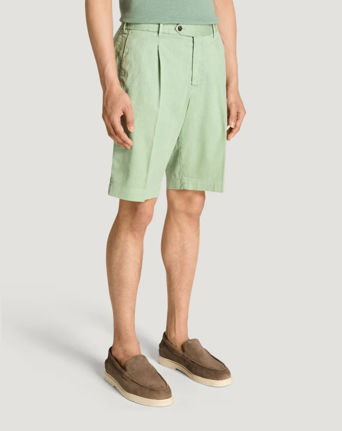 Pantaloni Torino Bermuda in lino stretch délavé Consegna Veloce