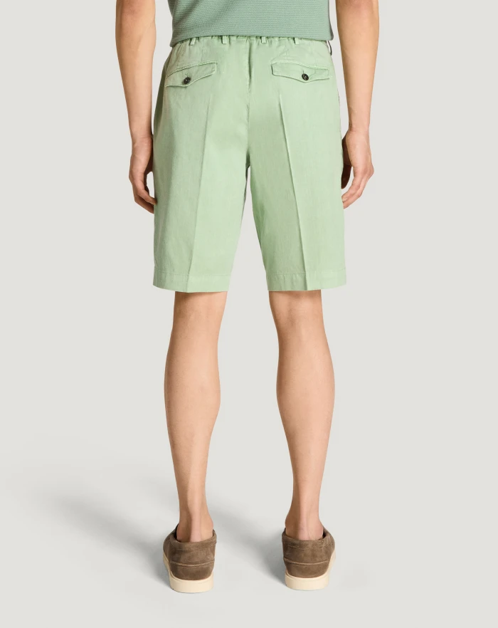 Pantaloni Torino Bermuda in lino stretch délavé Consegna Veloce