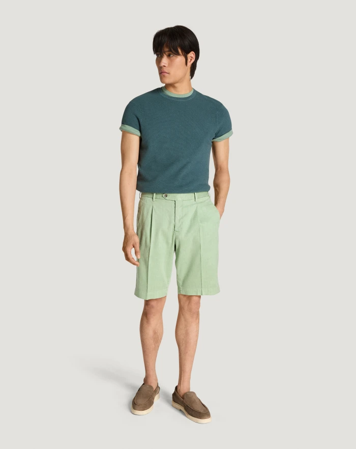 Pantaloni Torino Bermuda in lino stretch délavé Consegna Veloce