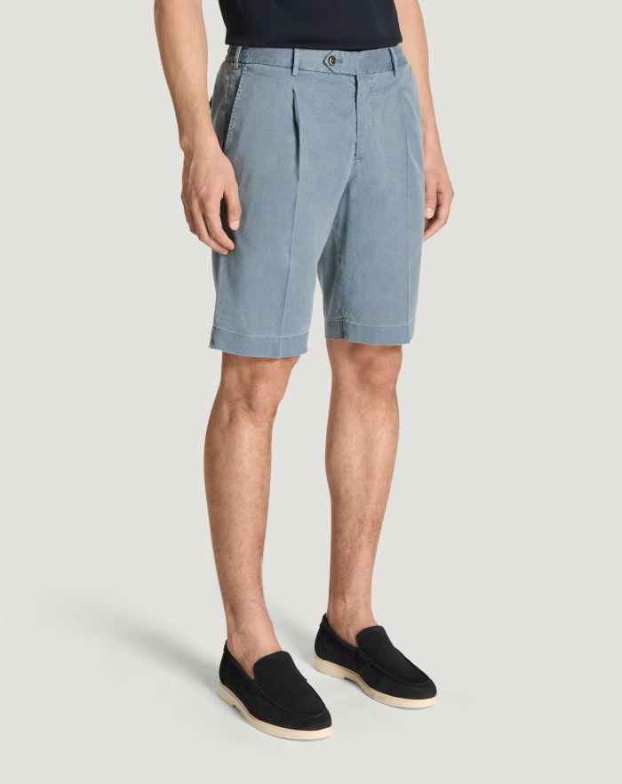 Pantaloni Torino Bermuda in lino stretch délavé Shopping Online