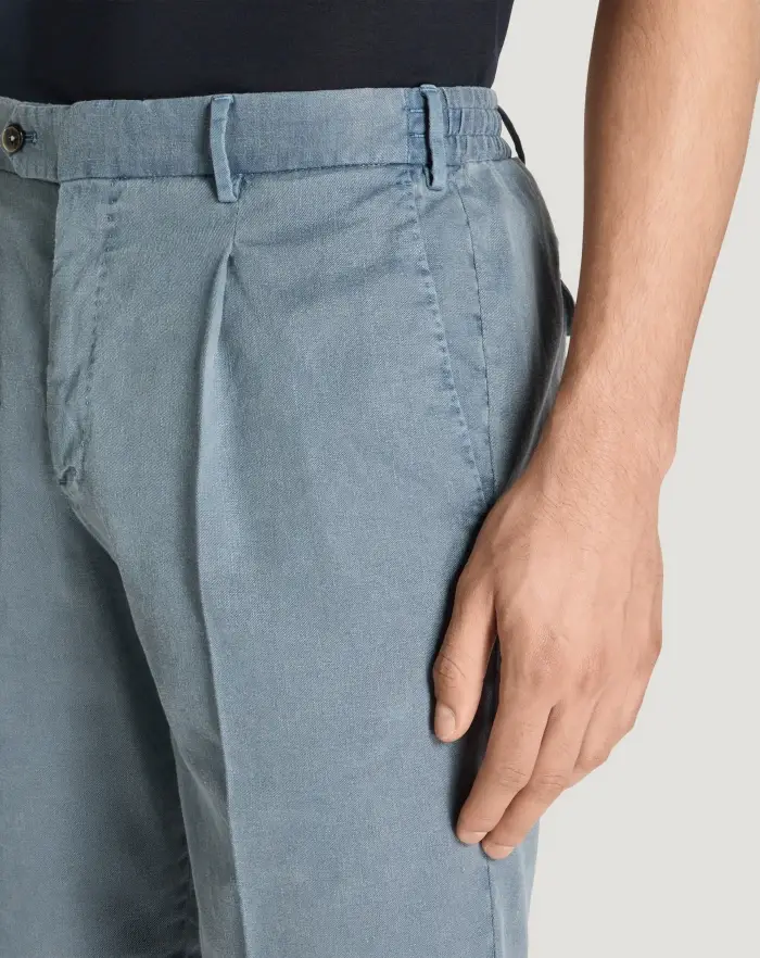 Pantaloni Torino Bermuda in lino stretch délavé Shopping Online