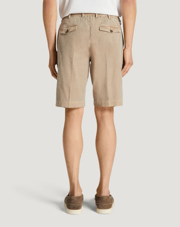 Pantaloni Torino Bermuda in lino stretch délavé Sottocosto