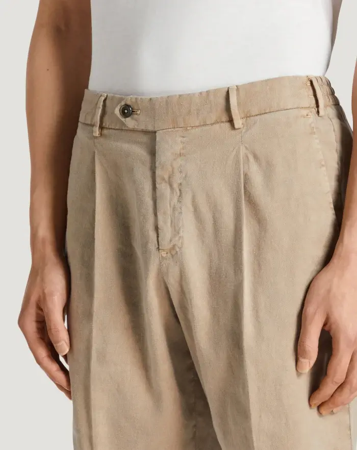 Pantaloni Torino Bermuda in lino stretch délavé Sottocosto