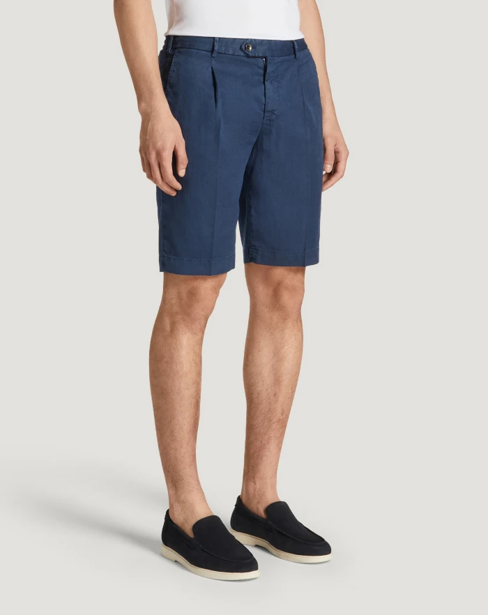 Pantaloni Torino Bermuda in lino stretch délavé Sconto