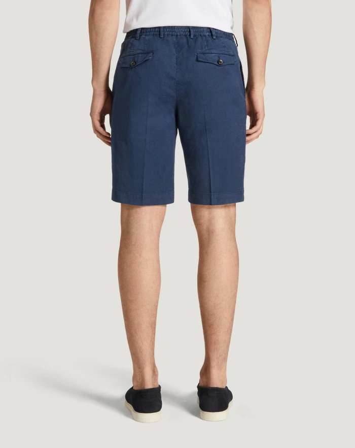 Pantaloni Torino Bermuda in lino stretch délavé Sconto