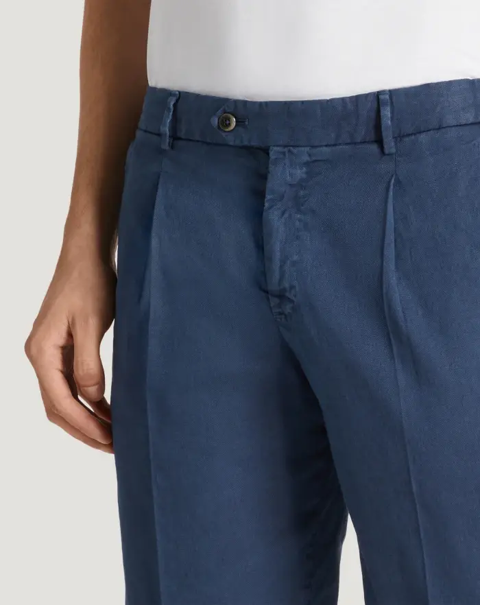 Pantaloni Torino Bermuda in lino stretch délavé Sconto