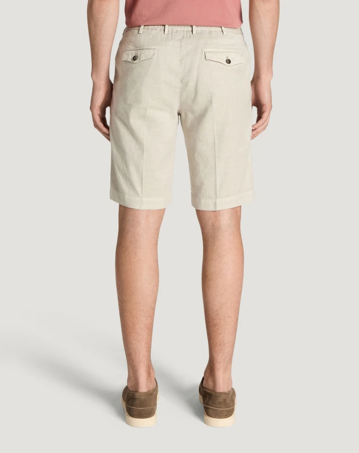 Pantaloni Torino Bermuda in lino stretch délavé Offerta