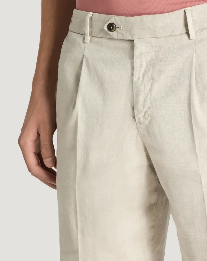 Pantaloni Torino Bermuda in lino stretch délavé Offerta