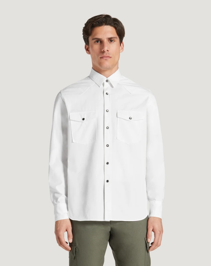 Pantaloni Torino Camicia in gabardina di cotone In Saldo