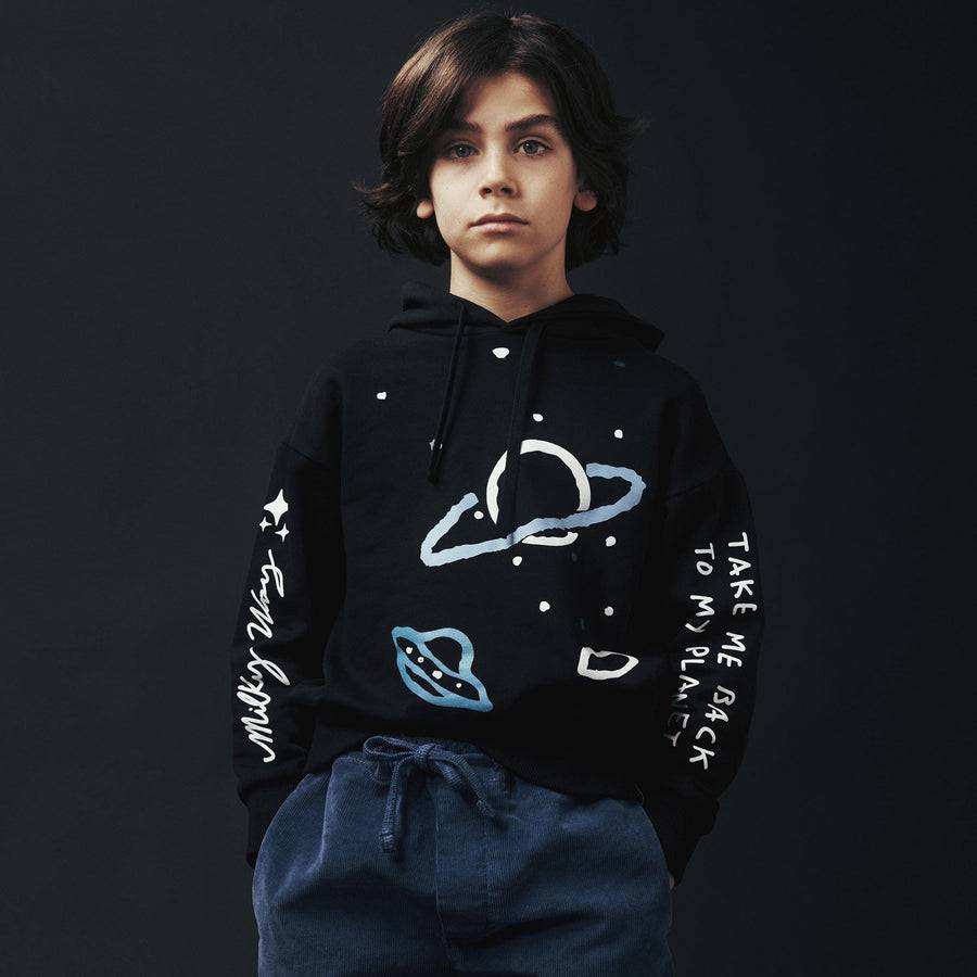Paolo Pecora Felpa Cappuccio Nera "Space" by Pietro Terzini Novità