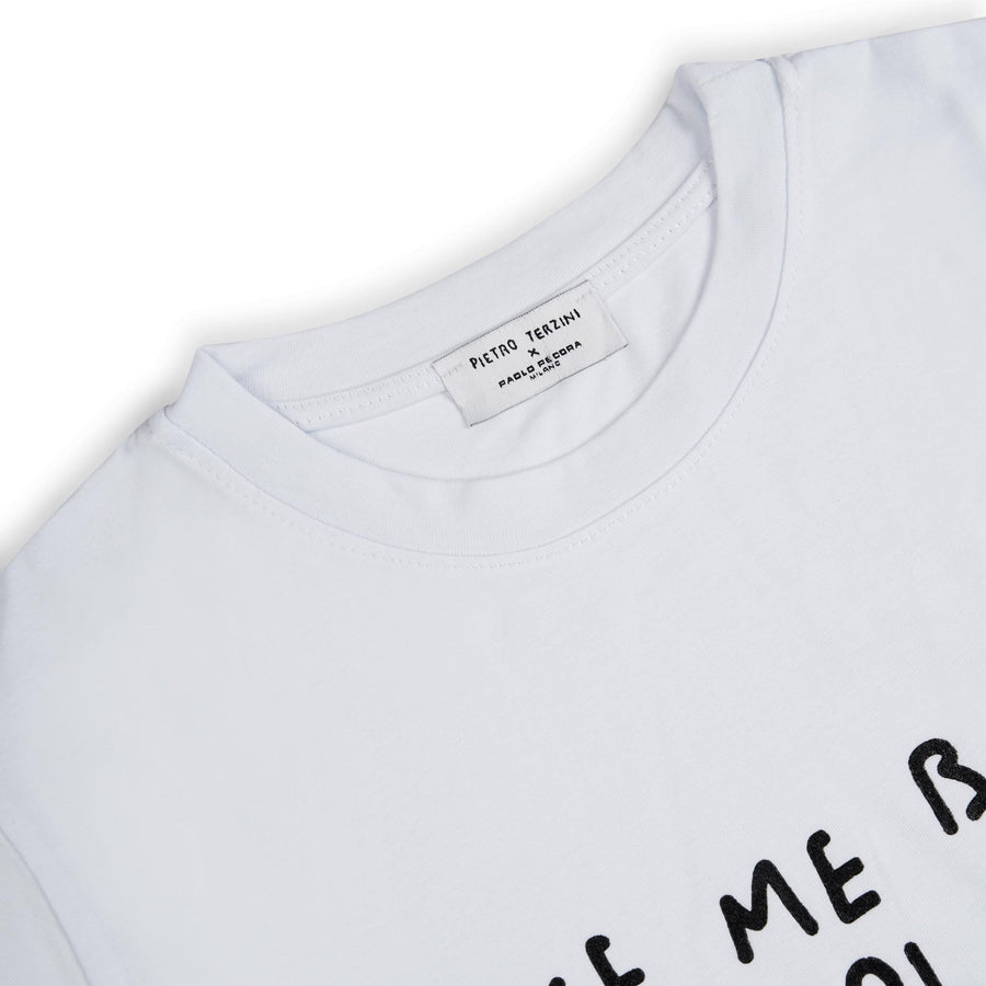 Paolo Pecora T-shirt in Jersey Bianca "Planet" by Pietro Terzini Presa