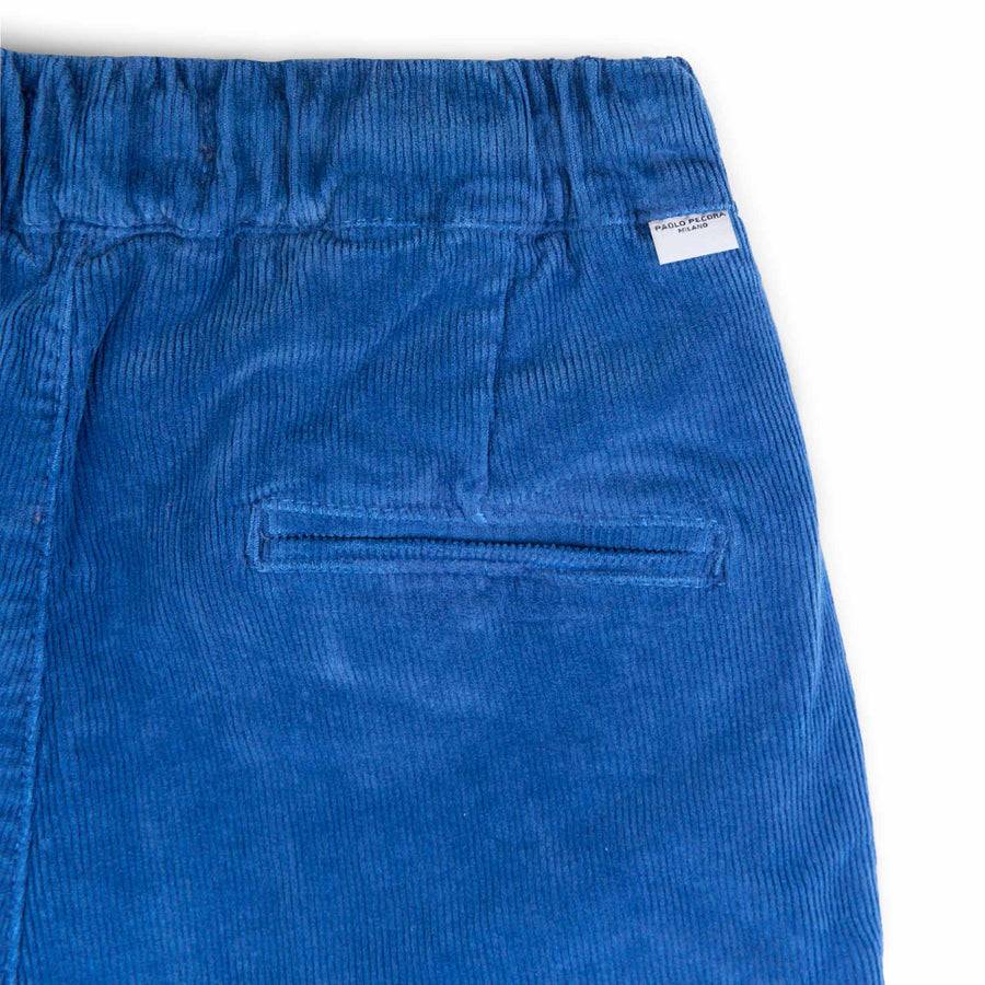 Paolo Pecora Pantaloni Chino Coulisse di Velluto Bluette Sconto