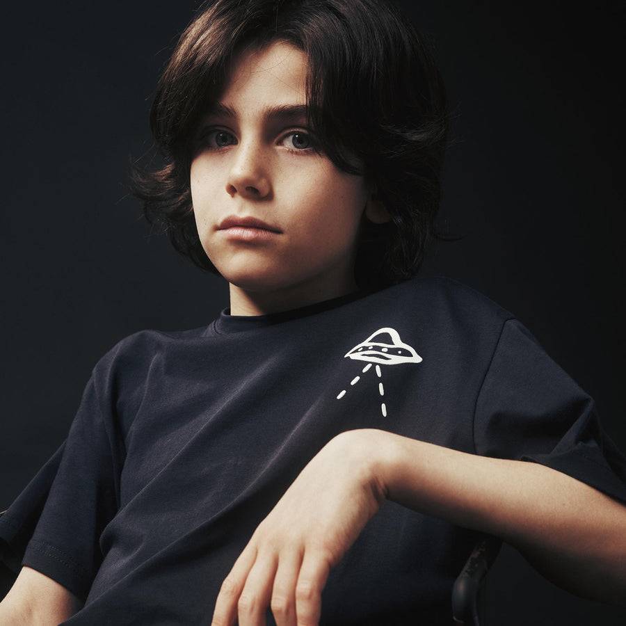 Paolo Pecora T-shirt in Jersey Blu Navy "Navicella Spaziale" by Pietro Terzini Economico