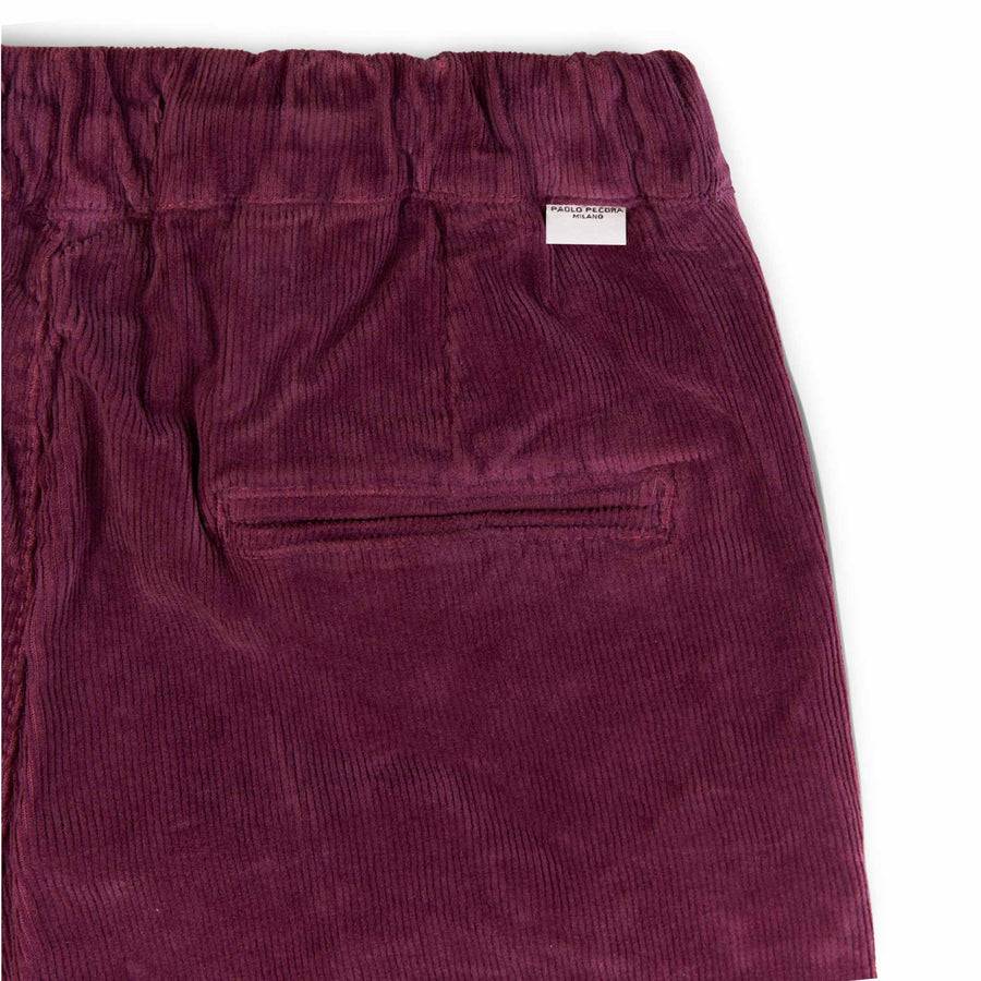 Paolo Pecora Pantaloni Chino Coulisse di Velluto Prugna Offerte