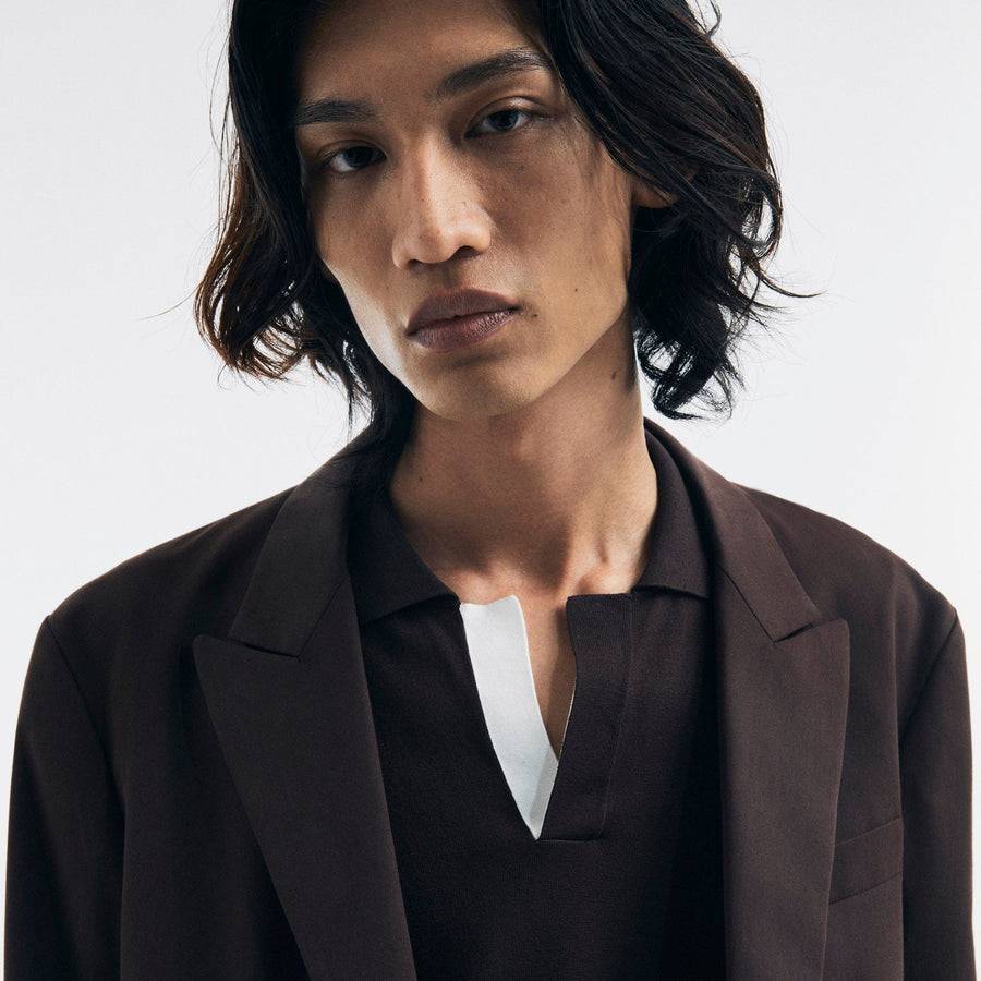Paolo Pecora Blazer Monopetto in Cotone Fluido - Ebano Promozione
