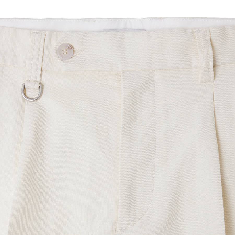 Paolo Pecora Bermuda Sartoriale in Tela di Cotone Lino - Bianco Qualità Garantita