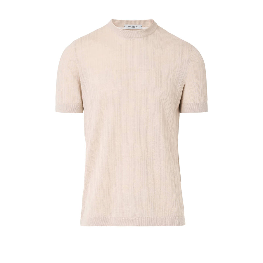 Paolo Pecora Maglia in Lino Cotone Extrafine - Sabbia Negozi Online