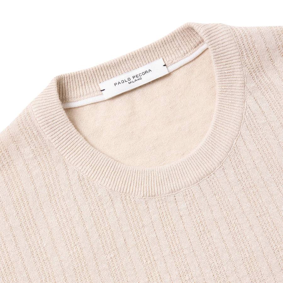 Paolo Pecora Maglia in Lino Cotone Extrafine - Sabbia Negozi Online