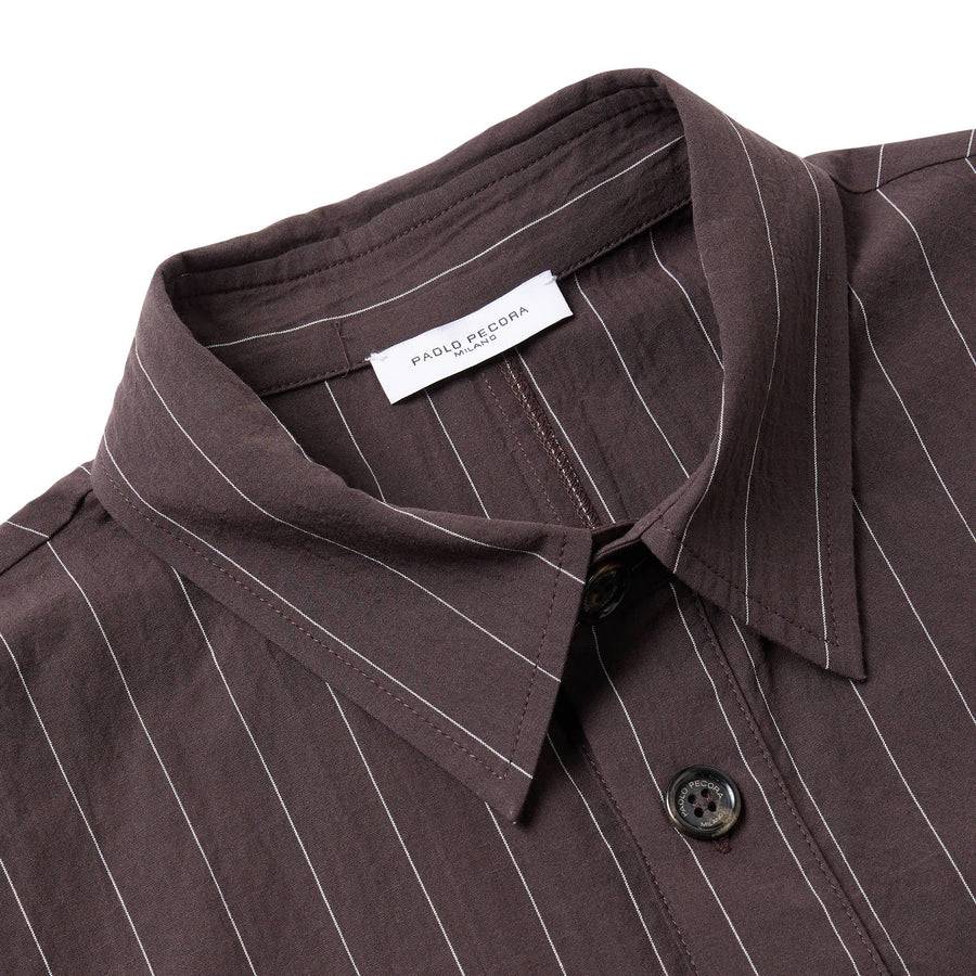 Paolo Pecora Overshirt Seersucker Gessato - Ebano Online