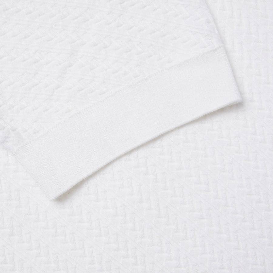Paolo Pecora Maglia in Cotone Extrafine - Bianco Motivo Chevron Promozione
