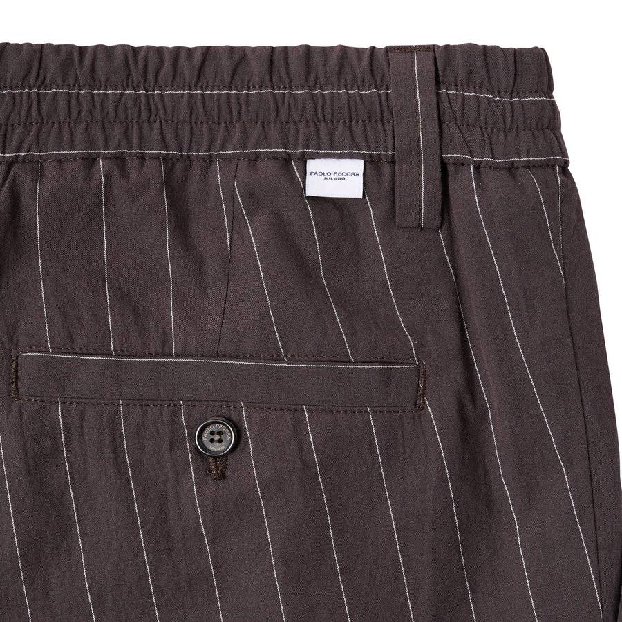 Paolo Pecora Pantalone Tela Seersucker Gessato - Ebano In Vendita