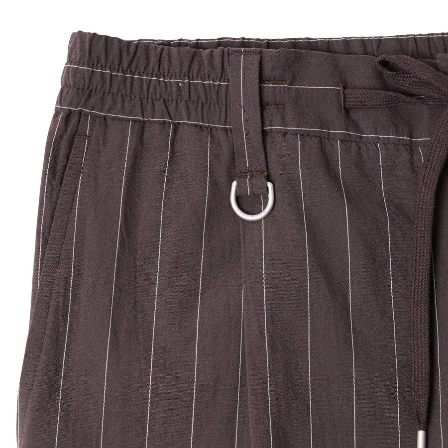 Paolo Pecora Pantalone Tela Seersucker Gessato - Ebano In Vendita