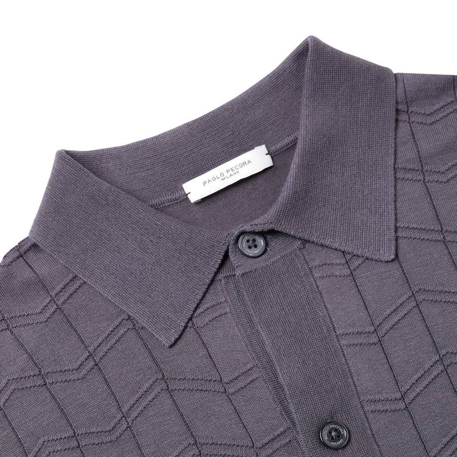 Paolo Pecora Maglia in Seta Cotone Extrafine - Grigio Antracite Chevron Saldi
