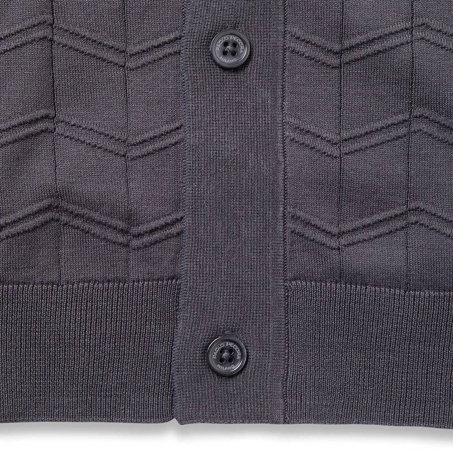 Paolo Pecora Maglia in Seta Cotone Extrafine - Grigio Antracite Chevron Saldi