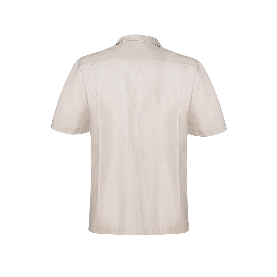 Paolo Pecora Camicia Regular in Lino Beige con Bottoni Nuova
