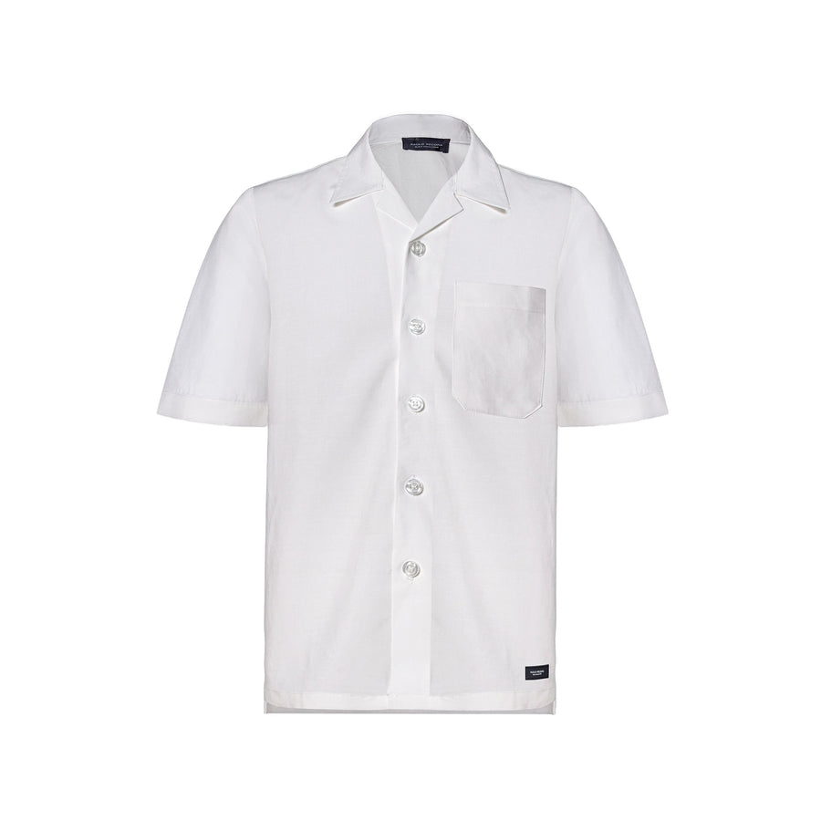Paolo Pecora Camicia Regular in Lino con Bottoni Panna Moda