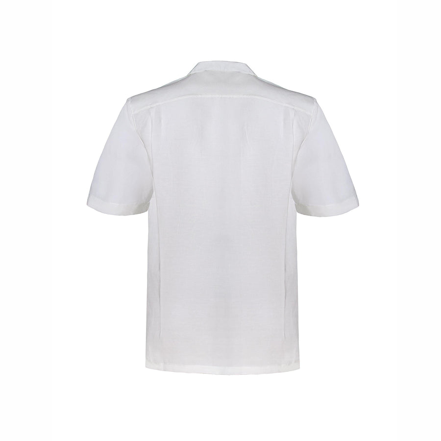 Paolo Pecora Camicia Regular in Lino con Bottoni Panna Moda