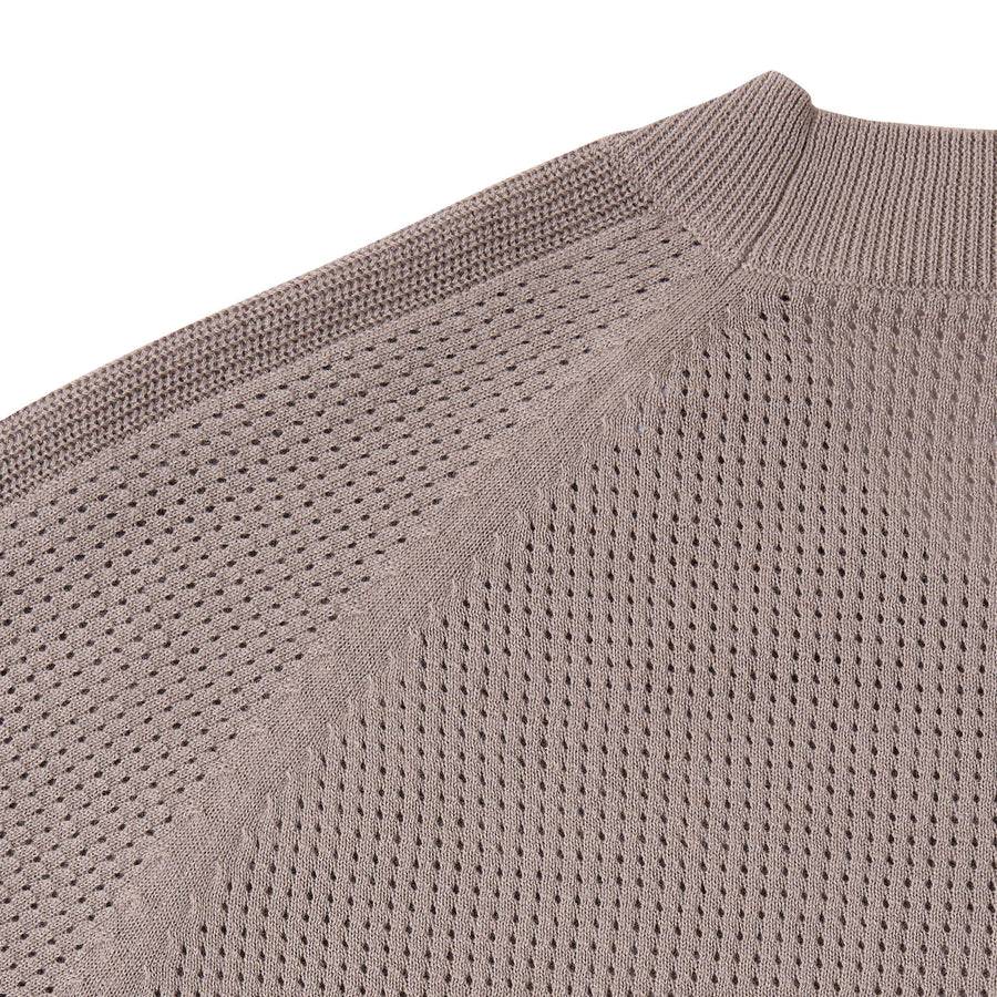 Paolo Pecora Maglia in Cotone Crepe Extrafine - Tortora Lavorazione Traforo Italia