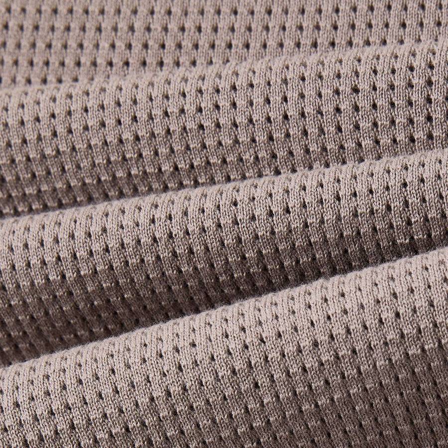Paolo Pecora Maglia in Cotone Crepe Extrafine - Tortora Lavorazione Traforo Italia