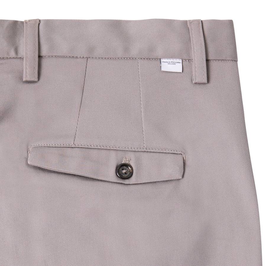 Paolo Pecora Chino Gabardina di Cotone Stretch - Tortora Nuovo