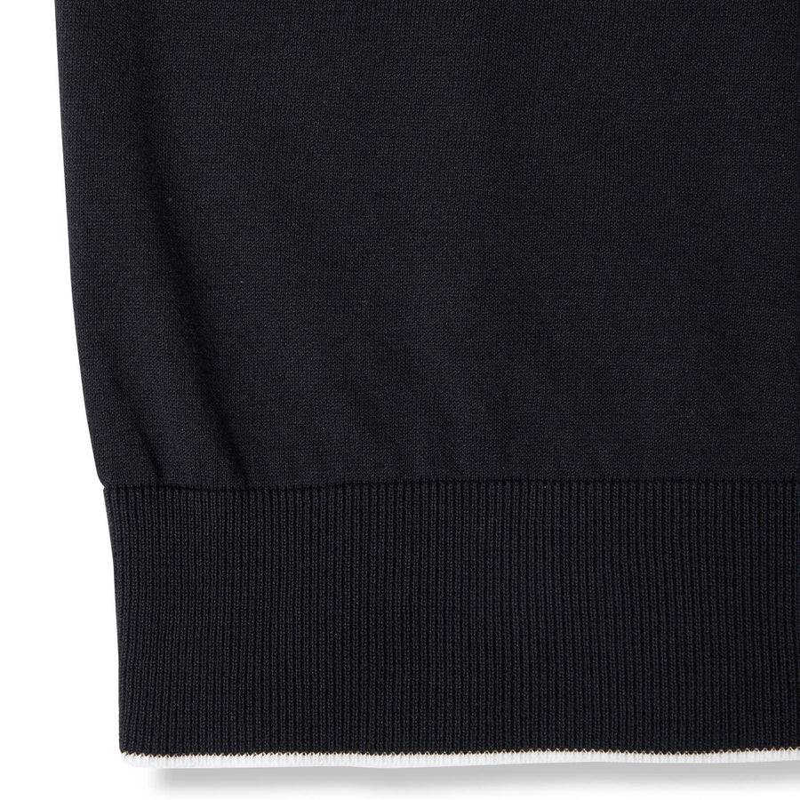 Paolo Pecora Maglia Girocollo in Cotone Extrafine - Nero con Dettagli Bianchi Qualità