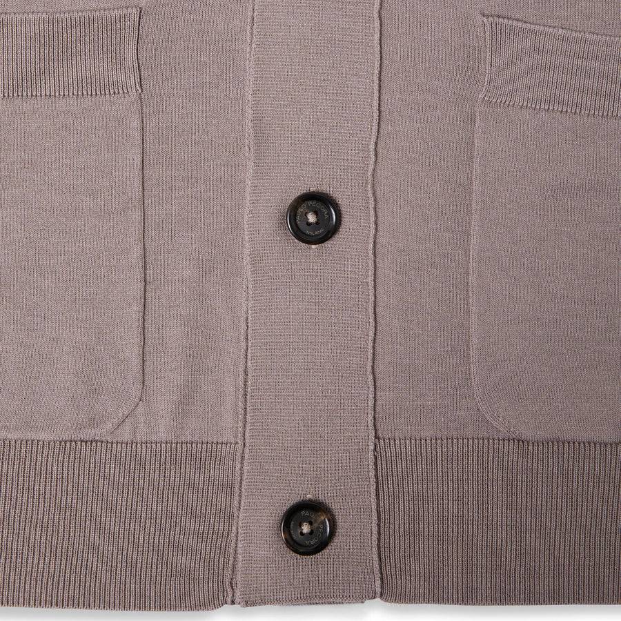 Paolo Pecora Cardigan Collo Giacca in Seta Cotone Extrafine - Tortora Soddisfazione Garantita